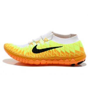 евтини nike free 3.0 flyknit дамски обувки за бягане бели флуоресцентно жълти оранжеви на едро
