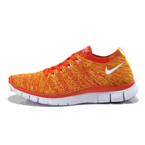 евтини nike free 5.0 flyknit дамски обувки за бягане оранжево бяло на едро