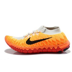 на едро nike free 3.0 flyknit дамски обувки за бягане оранжево бяло